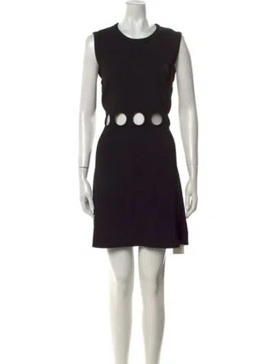 Pre-owned Sandro Crew Neck Mini Dress In Black