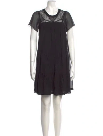 Pre-owned Sandro Crew Neck Mini Dress In Black