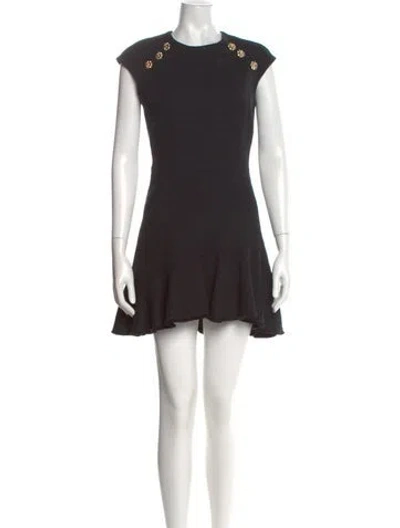Pre-owned Sandro Crew Neck Mini Dress In Black