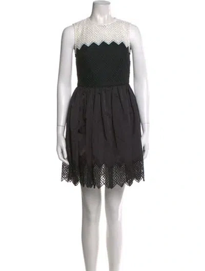 Pre-owned Sandro Crew Neck Mini Dress In Black