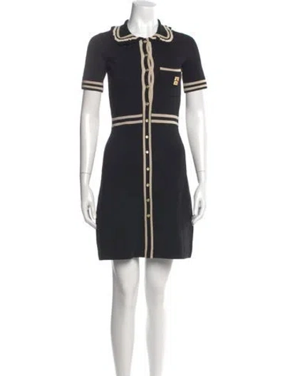 Pre-owned Sandro Crew Neck Mini Dress In Black