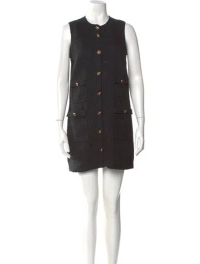 Pre-owned Sandro Crew Neck Mini Dress In Black