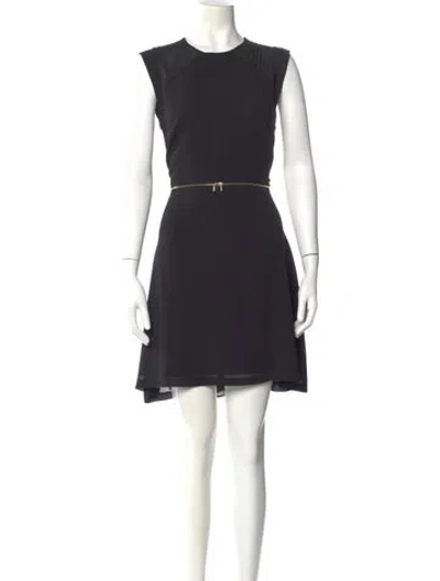Pre-owned Sandro Crew Neck Mini Dress In Black