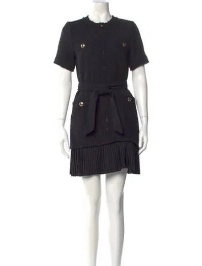 Pre-owned Sandro Crew Neck Mini Dress In Black