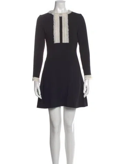 Pre-owned Sandro Crew Neck Mini Dress In Black