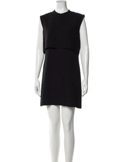 Pre-owned Sandro Crew Neck Mini Dress In Black