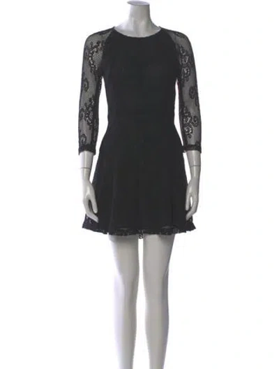 Pre-owned Sandro Crew Neck Mini Dress In Black