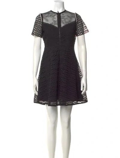 Pre-owned Sandro Crew Neck Mini Dress In Black