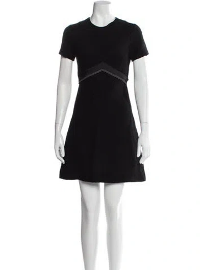 Pre-owned Sandro Crew Neck Mini Dress In Black