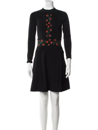 Pre-owned Sandro Crew Neck Mini Dress In Black