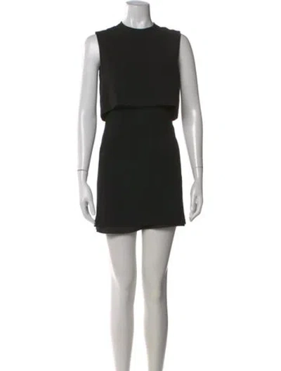 Pre-owned Sandro Crew Neck Mini Dress In Black