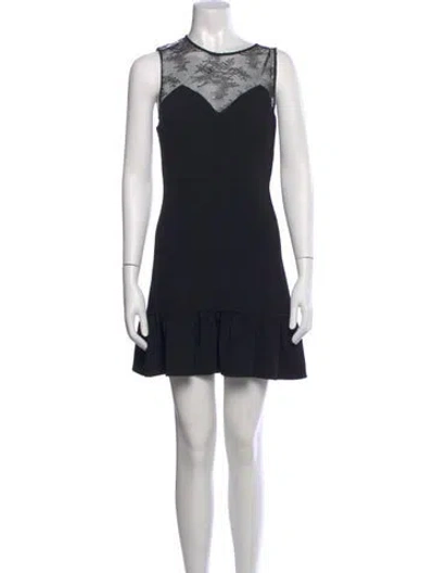 Pre-owned Sandro Crew Neck Mini Dress In Black
