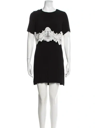 Pre-owned Sandro Crew Neck Mini Dress In Black