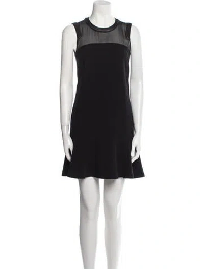 Pre-owned Sandro Crew Neck Mini Dress In Black