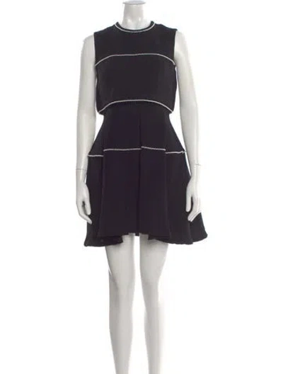 Pre-owned Sandro Crew Neck Mini Dress In Black