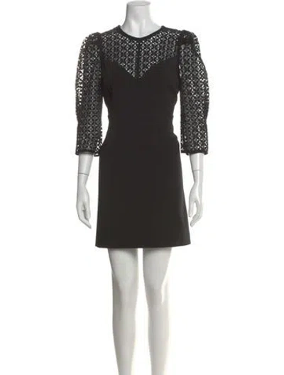 Pre-owned Sandro Crew Neck Mini Dress In Black
