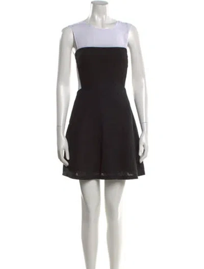 Pre-owned Sandro Crew Neck Mini Dress In Black
