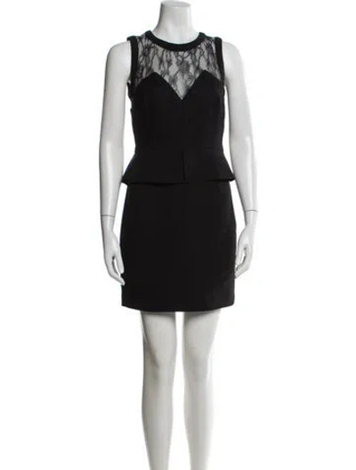 Pre-owned Sandro Crew Neck Mini Dress In Black