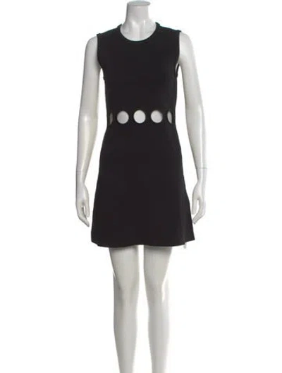 Pre-owned Sandro Crew Neck Mini Dress In Black