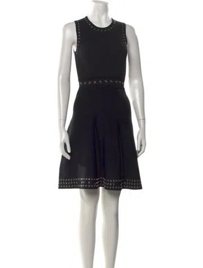 Pre-owned Sandro Crew Neck Mini Dress In Black