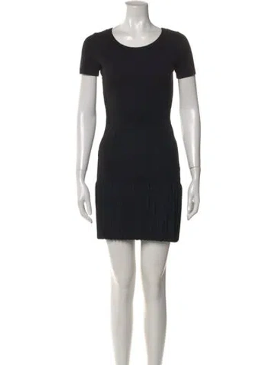 Pre-owned Sandro Crew Neck Mini Dress In Black