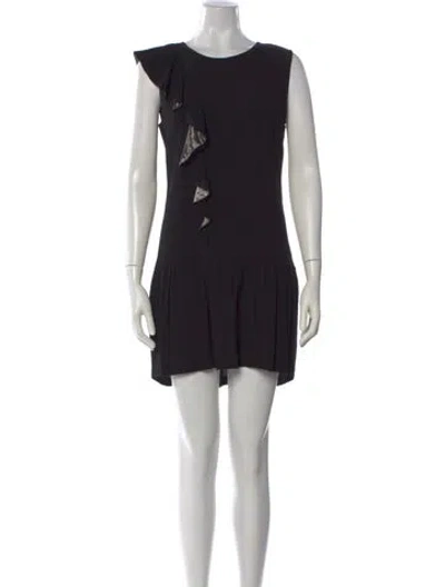 Pre-owned Sandro Crew Neck Mini Dress In Black