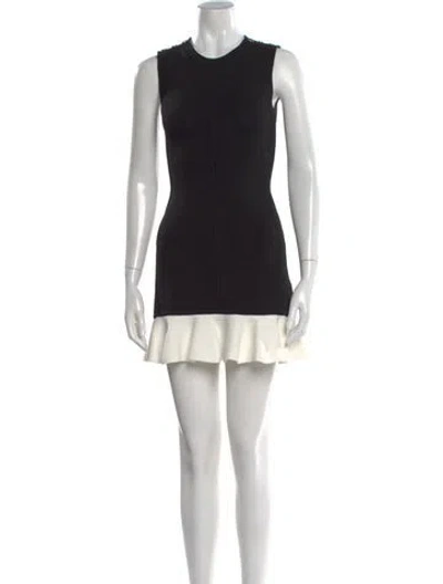 Pre-owned Sandro Crew Neck Mini Dress In Black