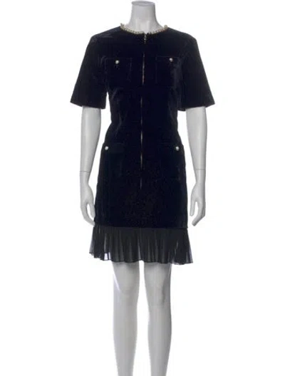 Pre-owned Sandro Crew Neck Mini Dress In Black