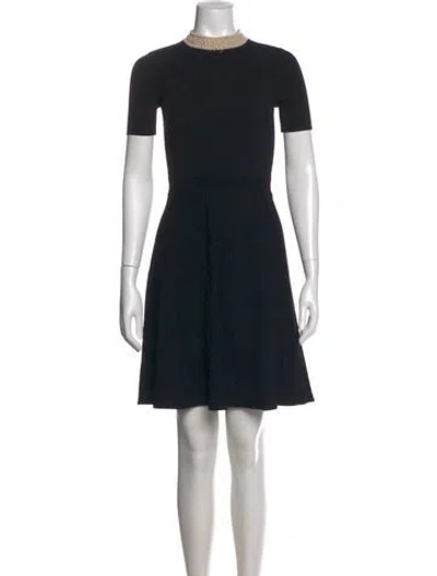 Pre-owned Sandro Crew Neck Mini Dress In Black