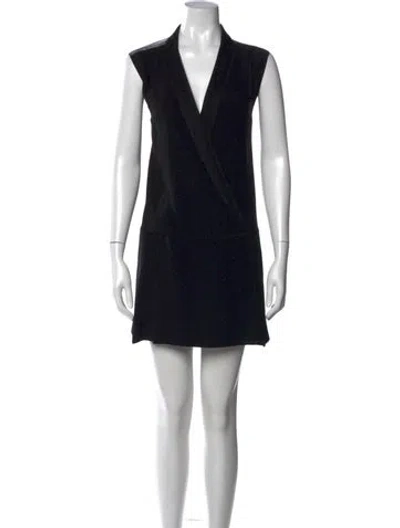 Pre-owned Sandro Crew Neck Mini Dress In Black