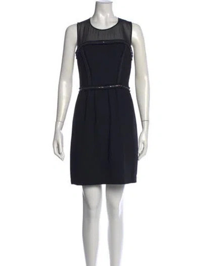 Pre-owned Sandro Crew Neck Mini Dress In Black
