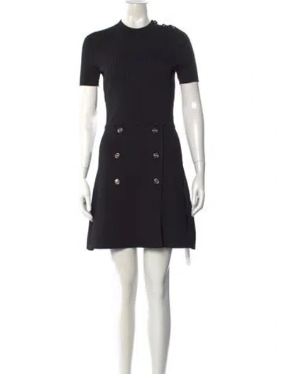 Pre-owned Sandro Crew Neck Mini Dress In Black