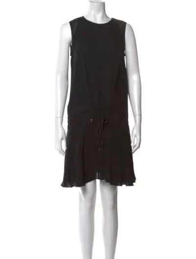 Pre-owned Sandro Crew Neck Mini Dress In Black