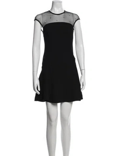 Pre-owned Sandro Crew Neck Mini Dress In Black