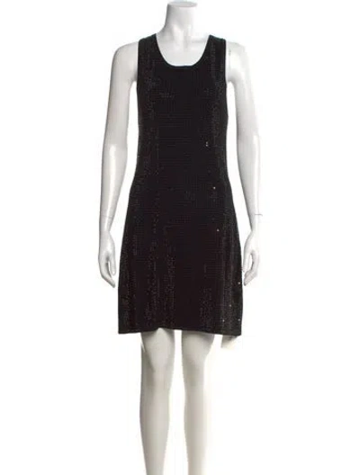 Pre-owned Sandro Crew Neck Mini Dress In Black