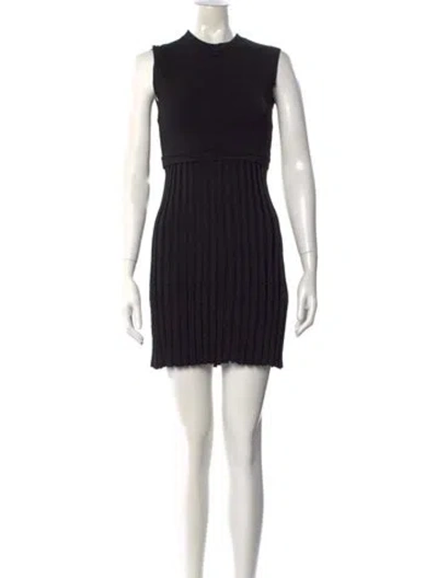 Pre-owned Sandro Crew Neck Mini Dress In Black