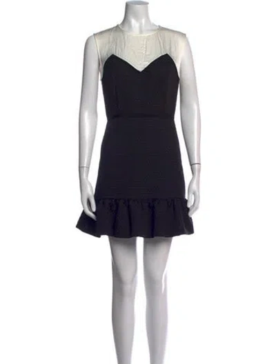 Pre-owned Sandro Crew Neck Mini Dress In Black