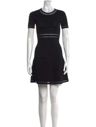 Pre-owned Sandro Crew Neck Mini Dress In Black
