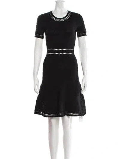 Pre-owned Sandro Crew Neck Mini Dress In Black