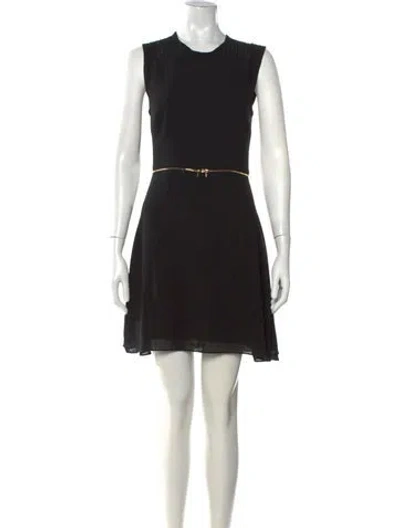 Pre-owned Sandro Crew Neck Mini Dress In Black