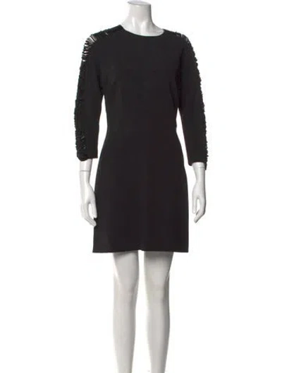 Pre-owned Sandro Crew Neck Mini Dress In Black