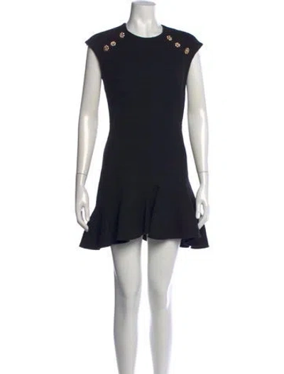 Pre-owned Sandro Crew Neck Mini Dress In Black