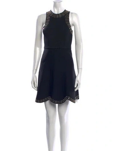 Pre-owned Sandro Crew Neck Mini Dress In Black