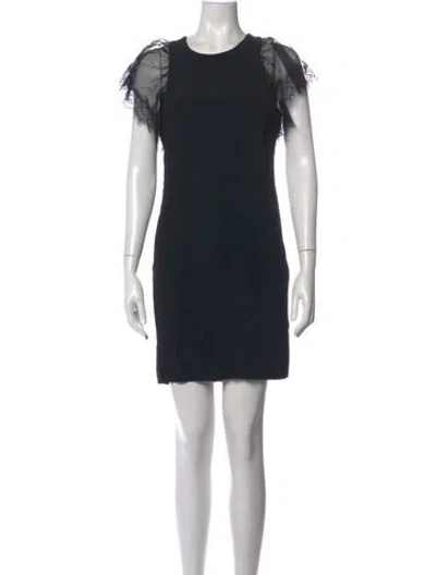 Pre-owned Sandro Crew Neck Mini Dress In Black