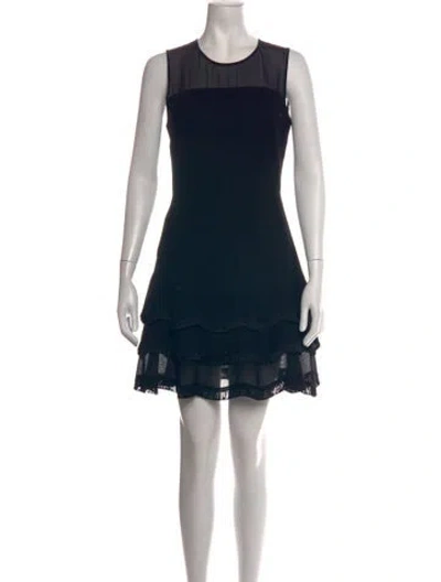 Pre-owned Sandro Crew Neck Mini Dress In Black
