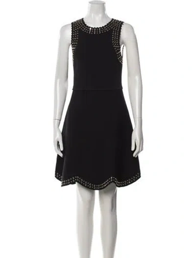 Pre-owned Sandro Crew Neck Mini Dress In Black