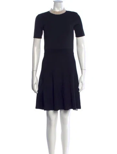 Pre-owned Sandro Crew Neck Mini Dress In Black