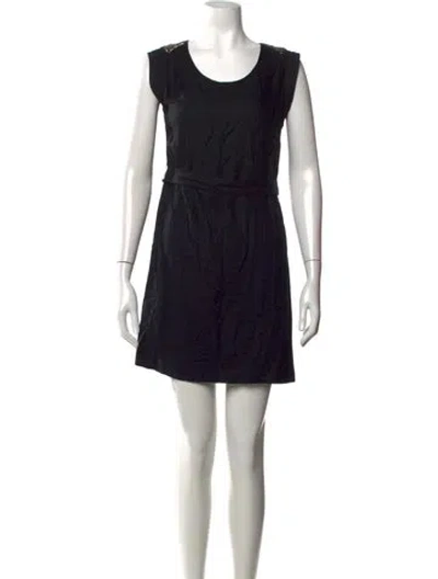 Pre-owned Sandro Crew Neck Mini Dress In Black