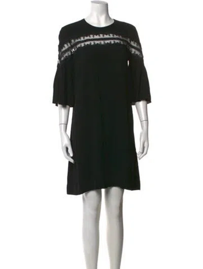 Pre-owned Sandro Crew Neck Mini Dress In Black