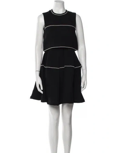 Pre-owned Sandro Crew Neck Mini Dress In Black